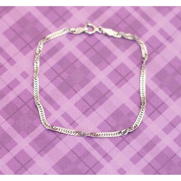 Vintage Dainty Fashionable Sterling Silver Bracelet 7 inch - V7 - Picture 1 of 3